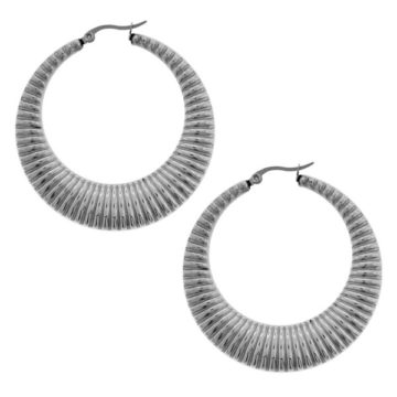 Blend everyday glamour with Fire Steel, stainless steel earrings