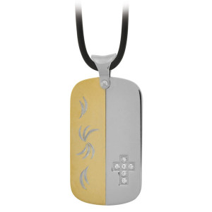 Fire Steel, Men’s Stainless Steel Pendants in PVD Gold, Cross Motif