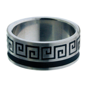 Fire Steel, Men’s Stainless Steel Rings with Greek Scriptures