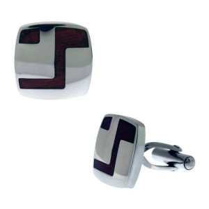 Fire Steel, Stainless Steel Cufflinks with Wood