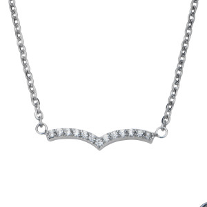 Fire Steel Stainless Steel Jewellery Sets, Chevron Necklace, CZ