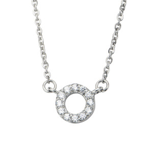 Fire Steel Stainless Steel Jewellery Sets, Circle CZ Necklace