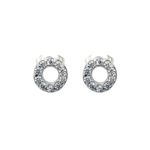 Fire Steel, Stainless Steel Jewellery Sets Circle CZ Earrings